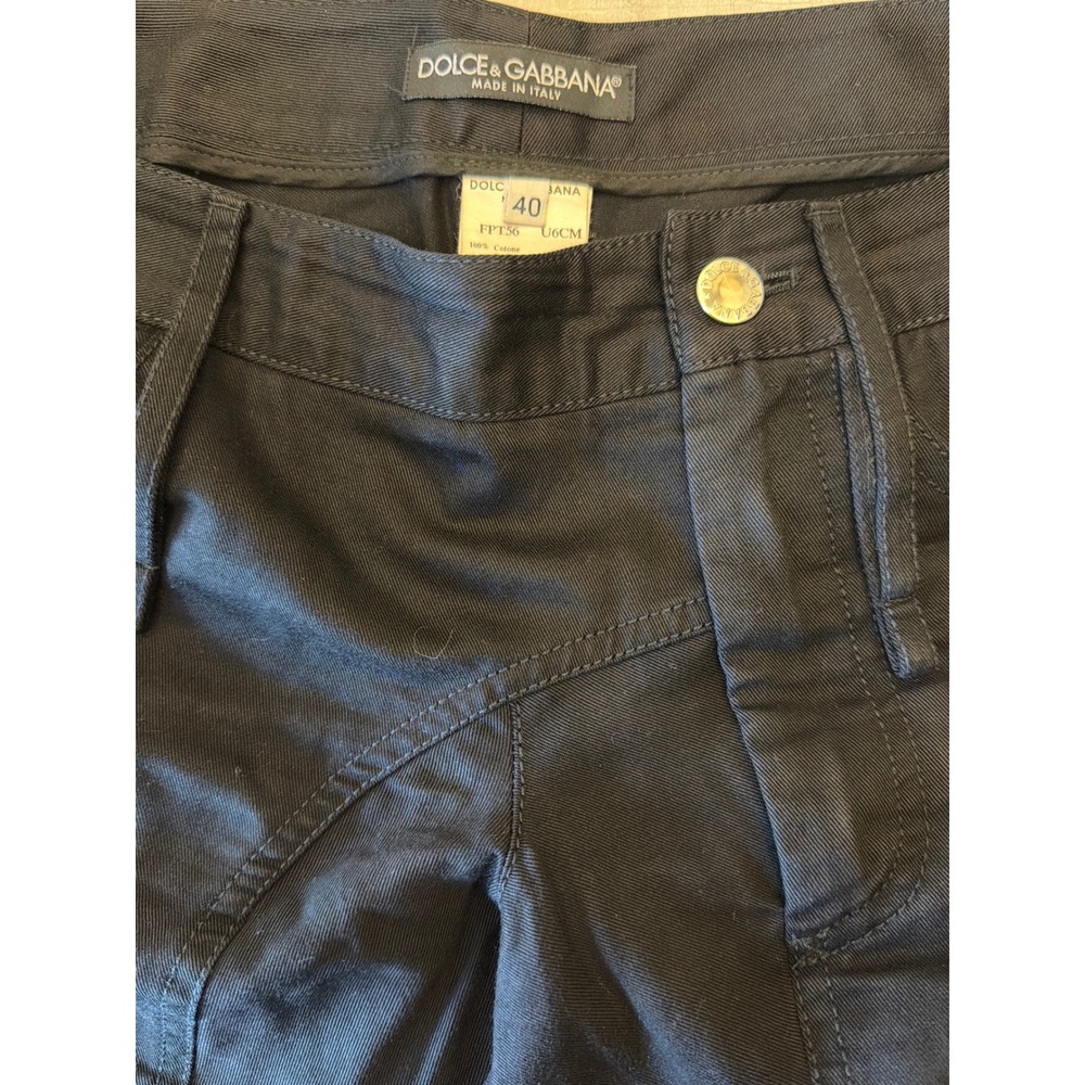 Dolce & Gabbana Black Cotton Straight Leg Trousers Pants IT 40 Made in Italy